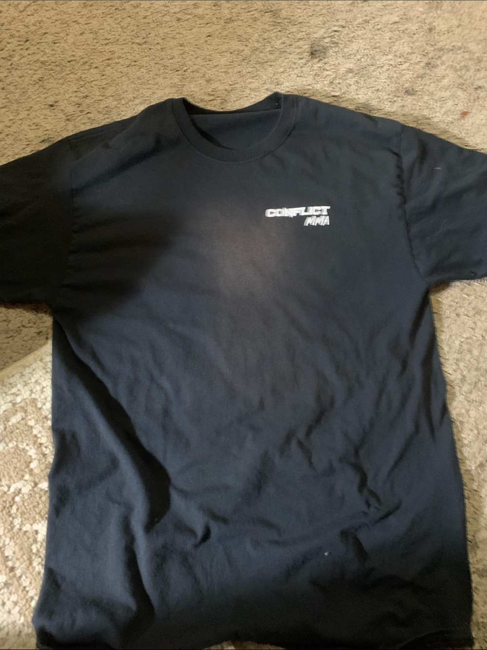 Jerzees Black Short-Sleeve Tee with Small White 'Conflict MMA' Logo